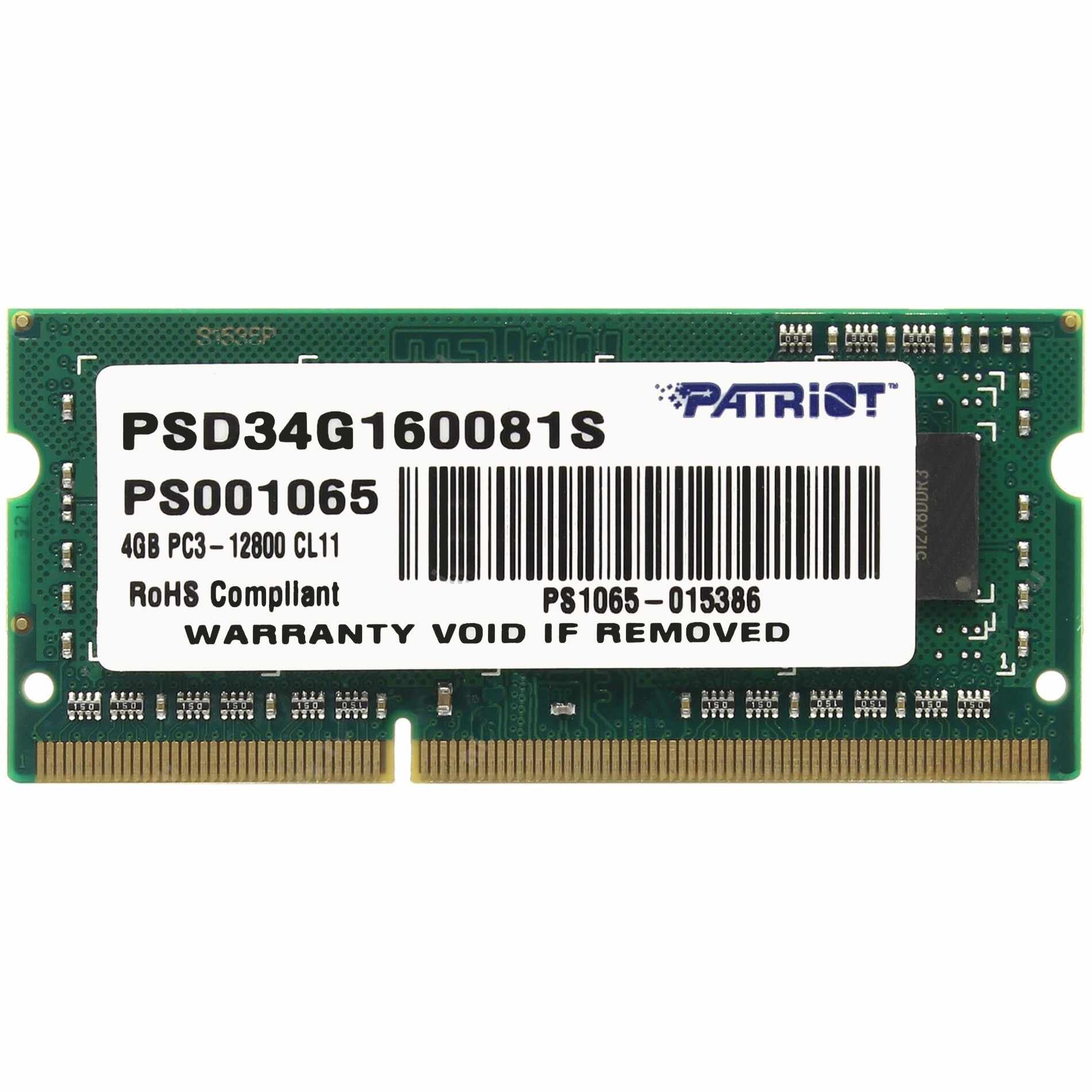 Memorie Patriot 4GB SODIMM, DDR3, 1600MHz, CL11, 1.5V