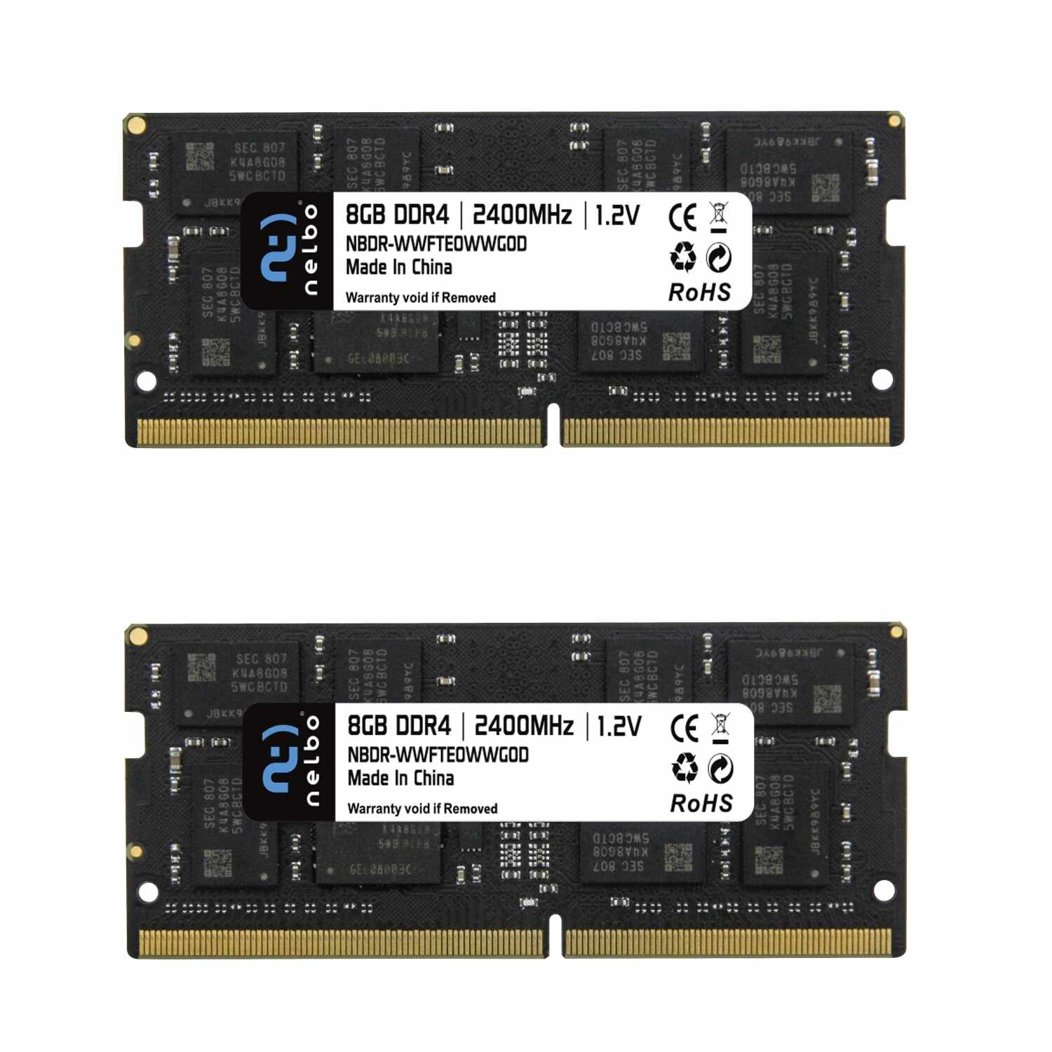Memorie RAM 16 GB , set 2x8 GB , sodimm ddr4, 2400 Mhz, Nelbo, pentru laptop