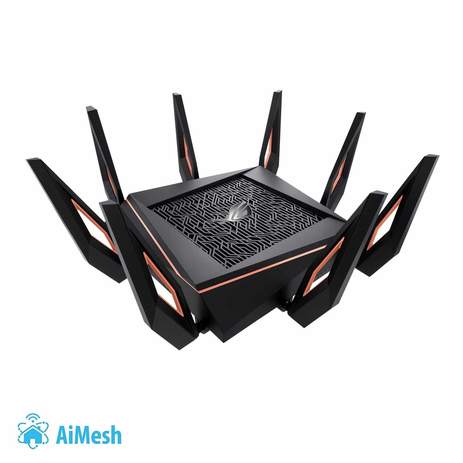 Router Wireless Gaming ASUS ROG Rapture GT-AX11000, Tri-Band, Wi-Fi 6, AiMesh, AiProtection Pro, Triple-Level Game Acceleration, 8 antene Wi-Fi