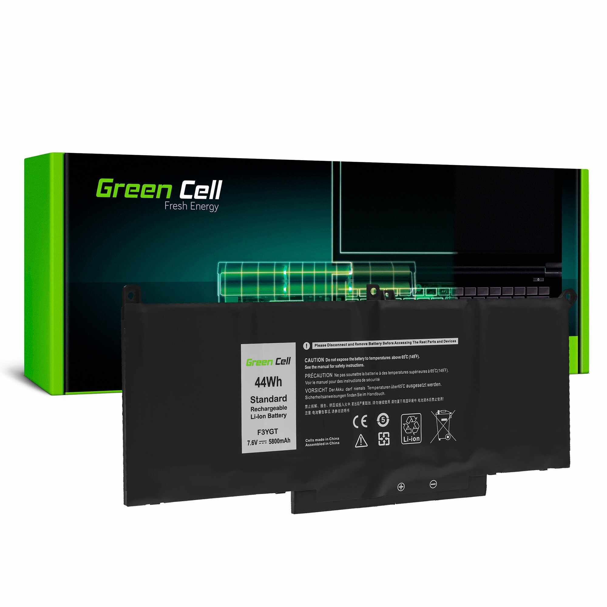 ﻿Baterie F3YGT pentru Dell Latitude 7280 7290 7380 7390 7480 7490 Laptop acumulator marca Green Cell