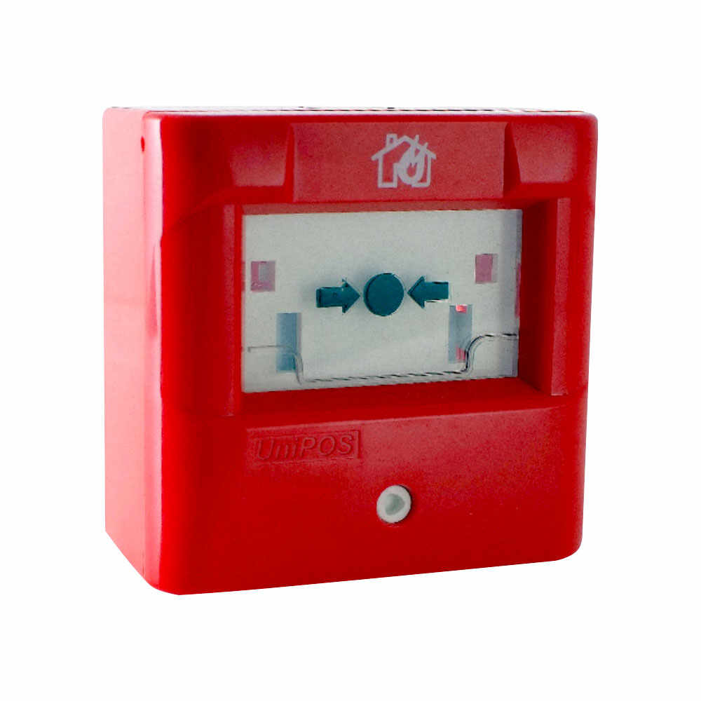 Buton de incendiu adresabil UniPOS FD7150, element elastic, LED, izolator scurtcircuit