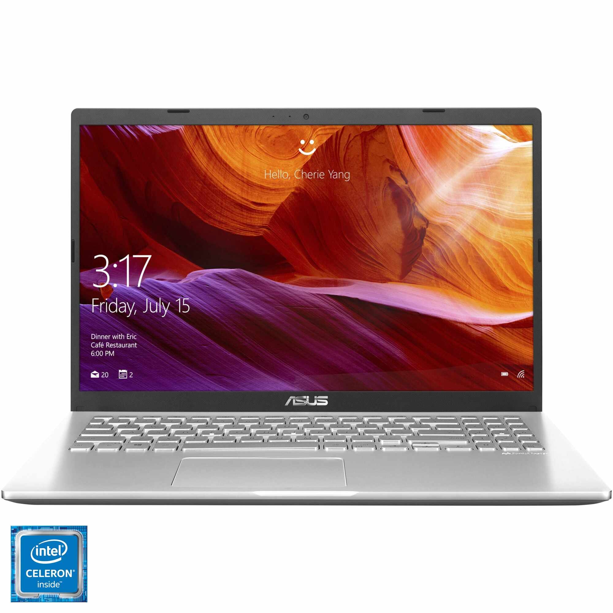 Laptop ASUS X509MA cu procesor Intel® Celeron® N4000 pana la 2.60 GHz, 15.6
