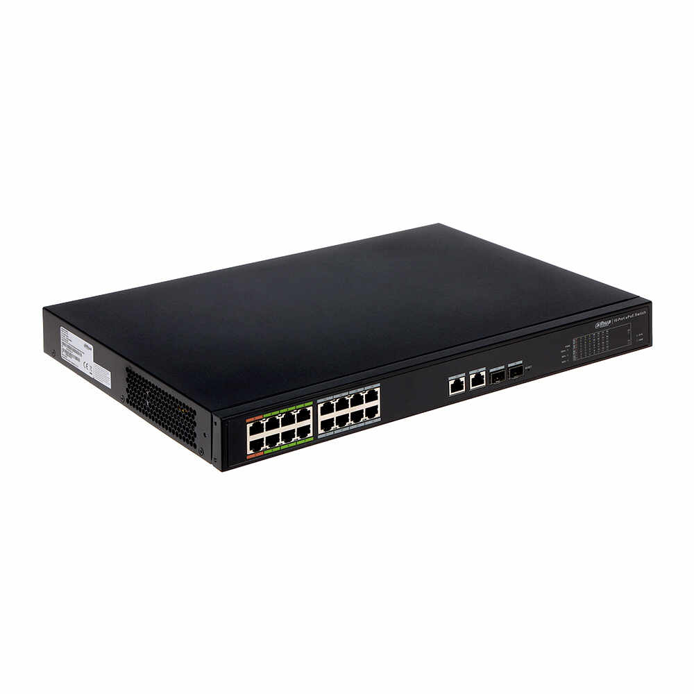 Switch cu 16 Porturi ePoE Dahua LR2218-16ET-240, 4000 MAC, 8.8 Gbps, cu management