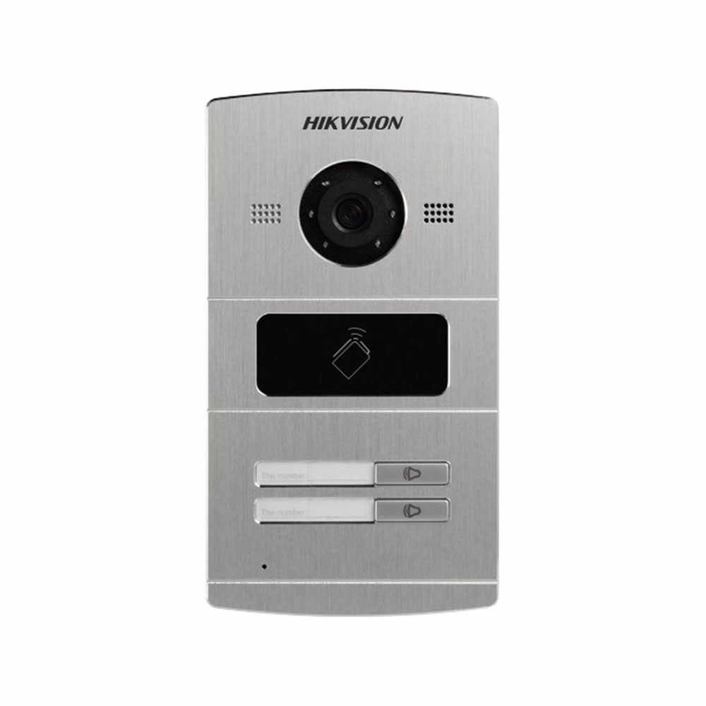 Videointerfon de exterior Hikvision DS-KV8202-IM, 1.3 MP, card reader, ingropat, 2 familii