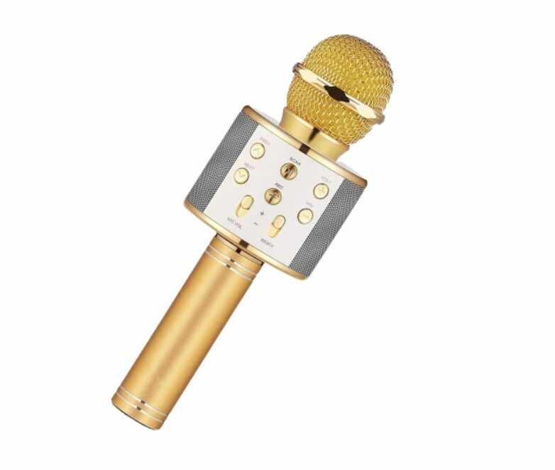 Microfon Karaoke Bluetooth, Wireless, Auriu