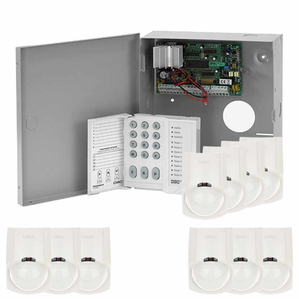 Sistem alarma antiefractie cu tastatura si detectori DSC Power PC585+10XLC-100PCI, cutie metalica, 1 partitie, 4-32 zone, 38 utilizatori