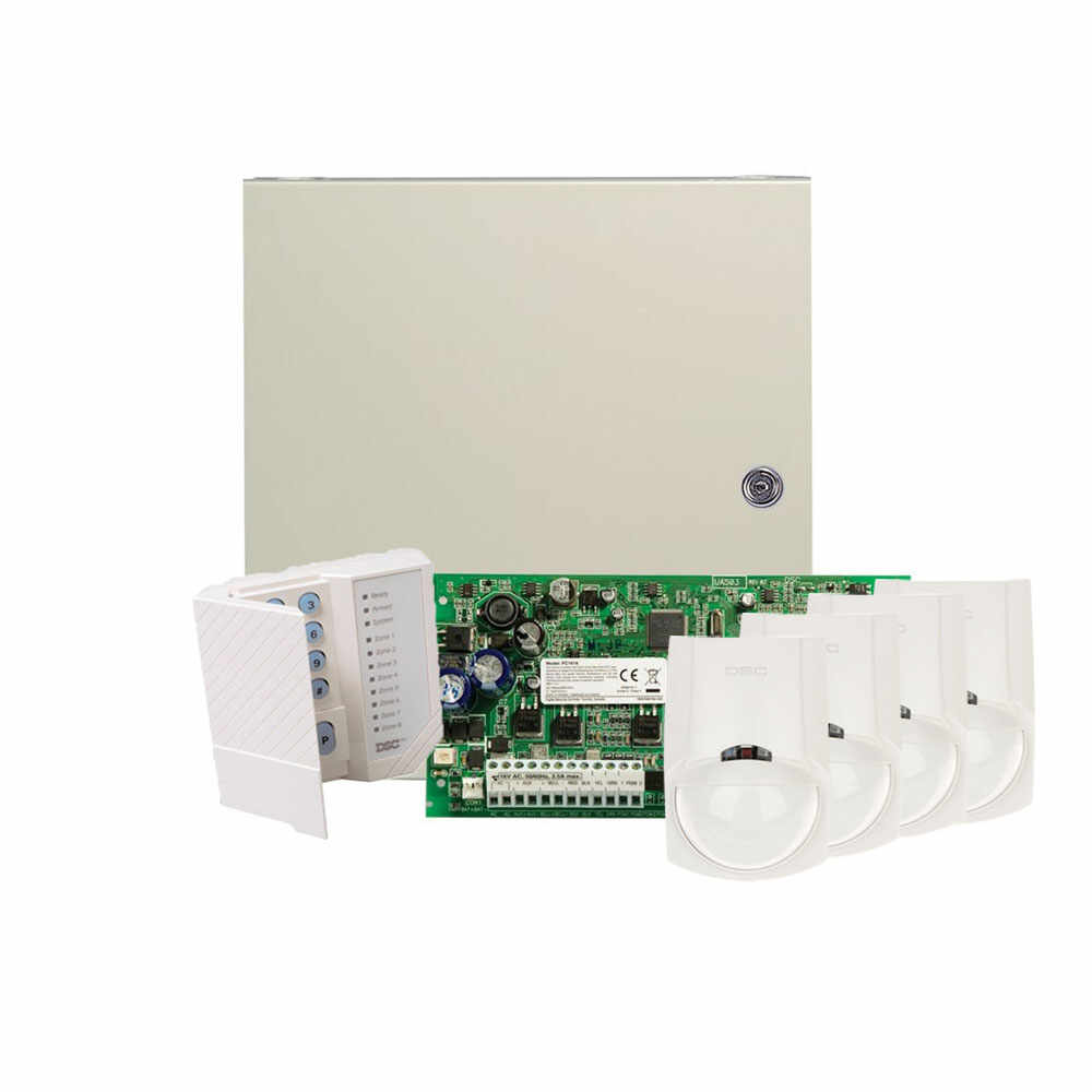 Sistem alarma antiefractie DSC PC1616+4XLC-100PCI, 2 partitii, 6 zone, 48 utilizatori, 4 detectori