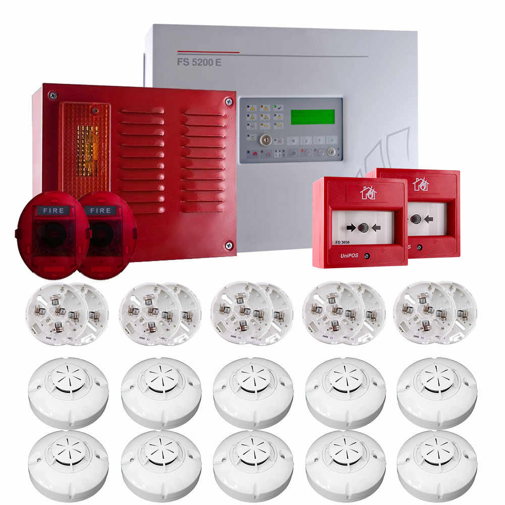 Sistem alarma antiincendiu conventional UniPOS KIT-UP10C, 3 linii detectie, 10 detectori, 100 evenimente