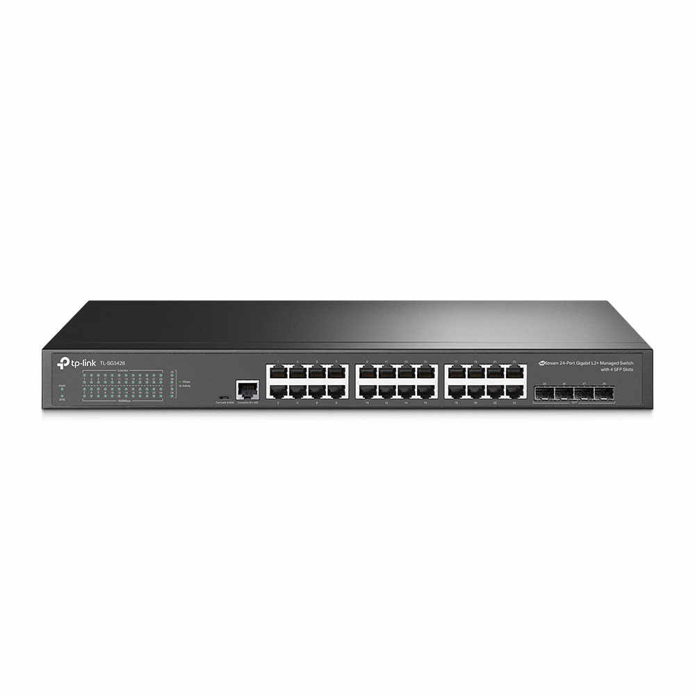Switch cu 24 porturi Gigabit TP-Link TL-SG3428X, 4 porturi SFP+, 128 Gbps, 95.23 Mpps, 16.000 MAC, cu management