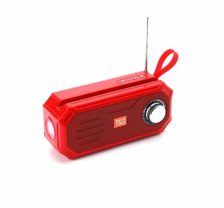 Boxa Portabila Bluetooth/ TF Card/ Radio FM/ USB/ AUX, Lanterna LED, Incarcare Solara, Antena, TG612, Rosu