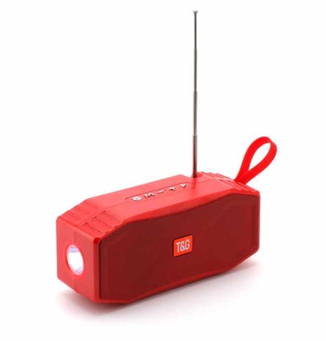 Boxa Portabila Bluetooth/ TF Card/ Radio FM/ USB/ AUX, Lanterna LED, Incarcare Solara, Antena, TG614, Rosu