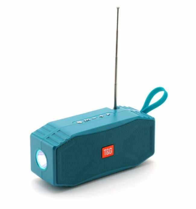 Boxa Portabila Bluetooth/ TF Card/ Radio FM/ USB/ AUX, Lanterna LED, Incarcare Solara, Antena, TG614, Turcoaz