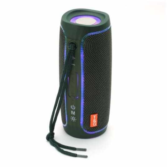 Boxa Portabila Wireless Bluetooth/CardTF/USB/AUX/Radio FM, Lumini LED, T&G 288, Verde Kaki