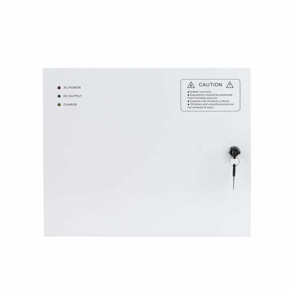 Cabinet multifunctional pentru centrale de control acces ZKTeco CAB4-PS5-WH, 12 - 14.1 Vcc, 5 A, backup, alb