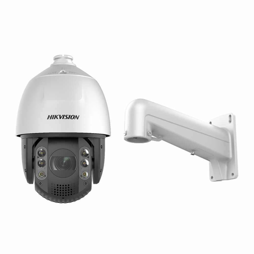 Camera supraveghere IP Speed Dome PTZ Hikvision AcuSense DS-2DE7A232IW-AEB T5, 2 MP, IR 200 m, 4.8 - 153 mm, motorizat, slot card, 32X, PoE + suport