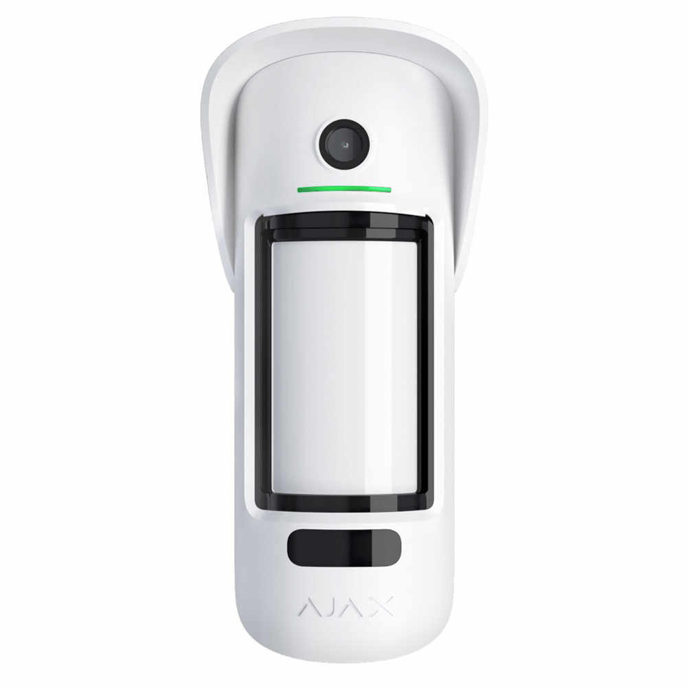 Detector de miscare exterior wireless PIR cu camera Ajax MotionCam Outdoor WH, 15 m, 90 grade, 640x352p, iluminator IR, pet immunity, antimasking, 868 MHz, RF 1700 m