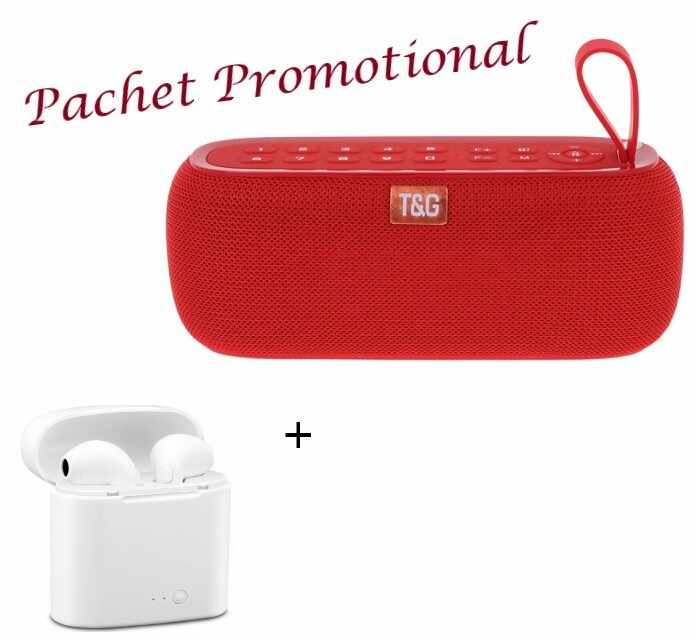 Promo: Boxa Portabila Bluetooth Cu Afisaj Digital, Ceas, MP3, TF/USB, Radio FM si Casti Wireless TWS I7S
