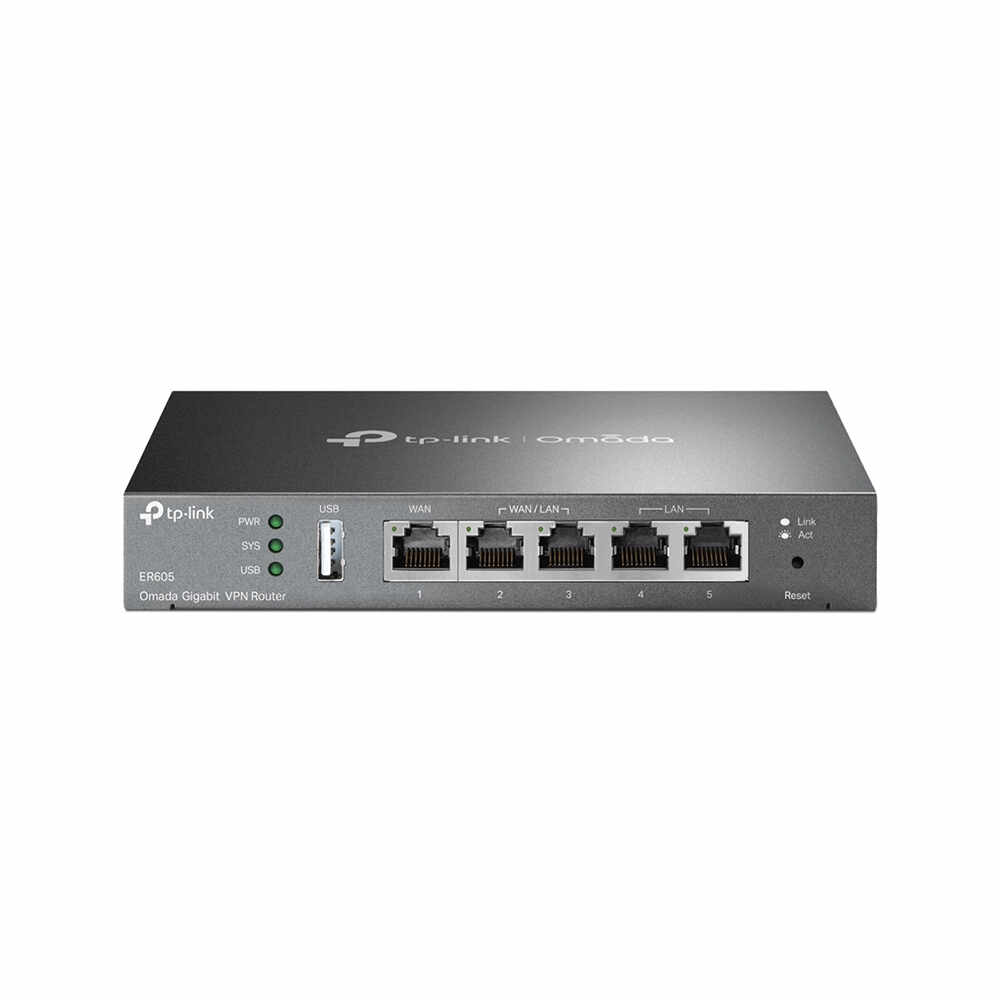 Router Gigabit TP-Link Omaga ER605, VPN, 10/100/1000Mbps, 3 porturi LAN/WAN, 1 port LAN, 1 port WAN, 940Mbps