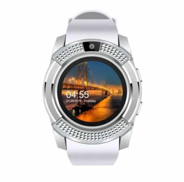 Ceas Smartwatch Techstar® V8, Handsfree, Bluetooth 3.0, SIM, Compatibil Android & iOS, Camera 1.3MP, Alb