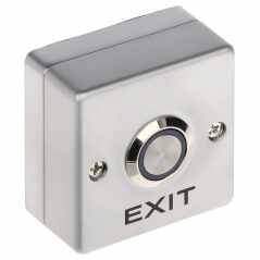 Buton deschidere ușă cu LED ATLO-PB-3, NO, patrat, argintiu