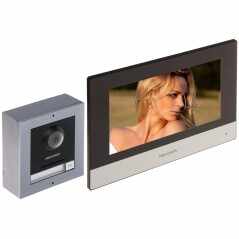 Kit videointerfon IP Hikvision DS-KIS604-S(B) o familie 2MP PoE montaj aparent