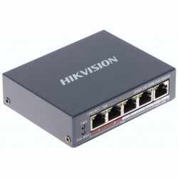 Switch PoE Hikvision DS-3E1105P-EI cu 4 porturi
