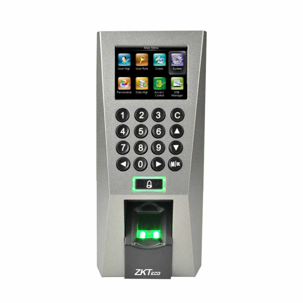 Cititor de proximitate biometric standalone TCP/IP ZKTeco ACO-F18ZMM-1, ecran LCD 2.4 inch, EM, 3.000 amprente, 5.000 carduri, 100.000 evenimente