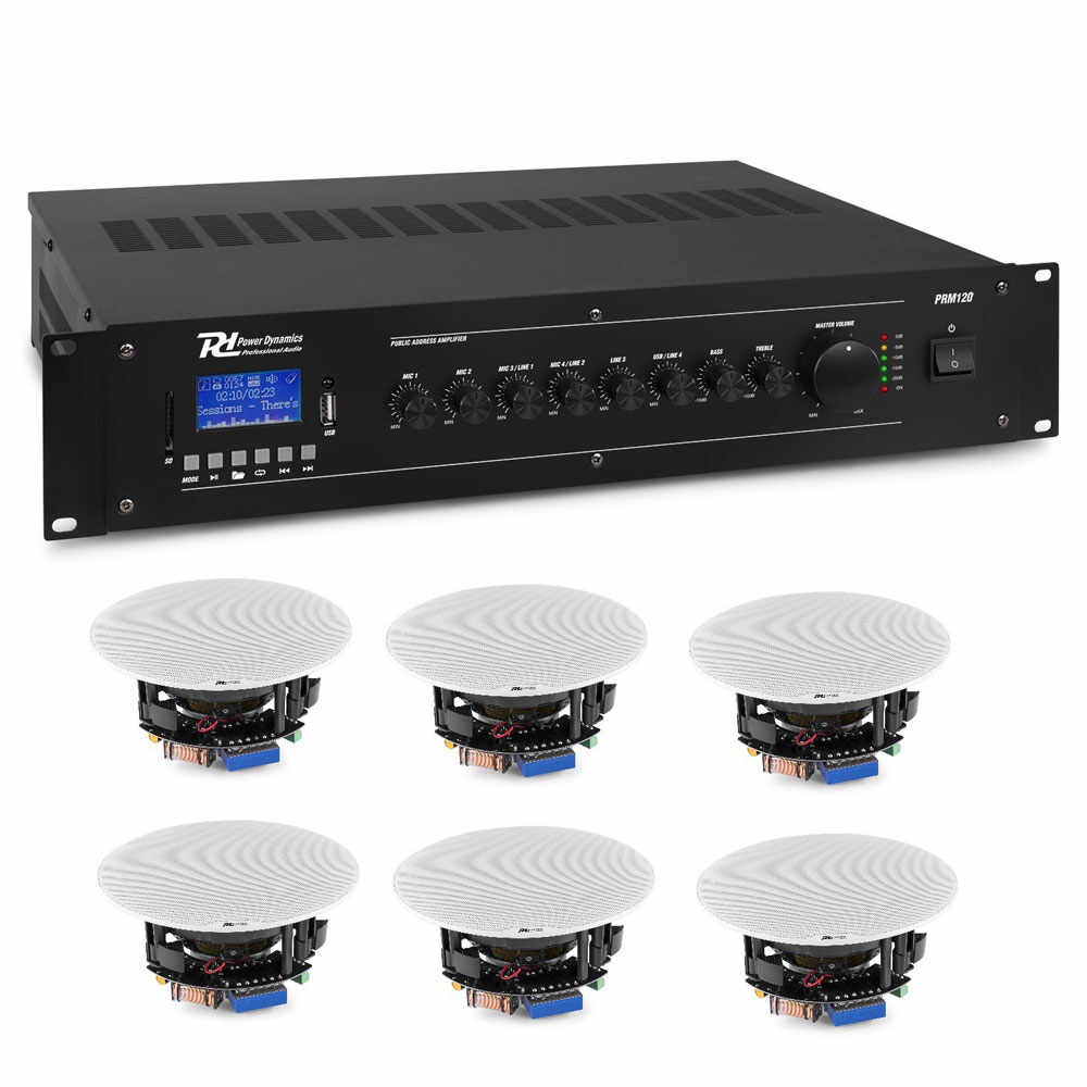 Sistem sonorizare pentru Cafenea Power Dynamics KIT-TAVAN2 cu amplificator, difuzoare de tavan