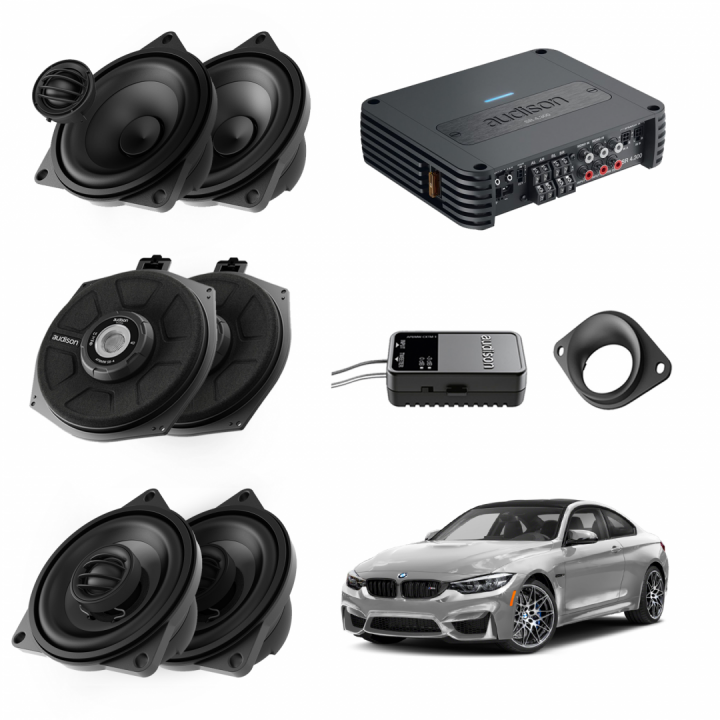 Pachet sistem audio Plug&Play Audison dedicat BMW K4M X4M + Amplificator