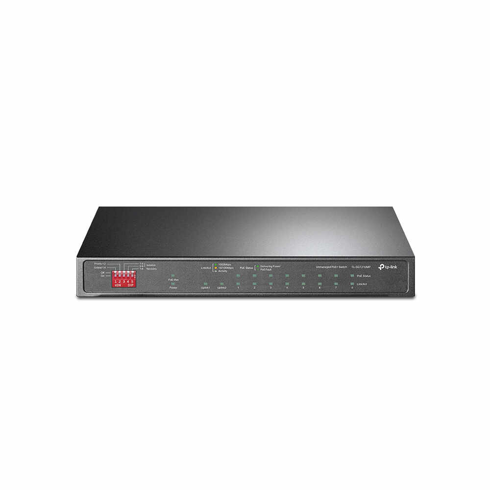 Switch 10 portri Gigabit TP-Link TL-SG1210MP, 10/100/1000 Mbps, 20 Gbps, 123 W, PoE+, fara management