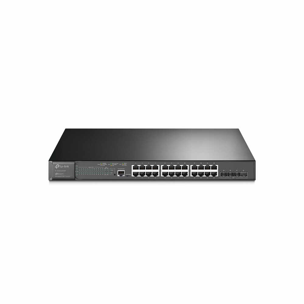 Switch 28 porturi Gigabit JetStream TP-Link TL-SG3428XMP, 128 Gbps, 4x SFP+, 384 W, L2/L2+, PoE+, cu management