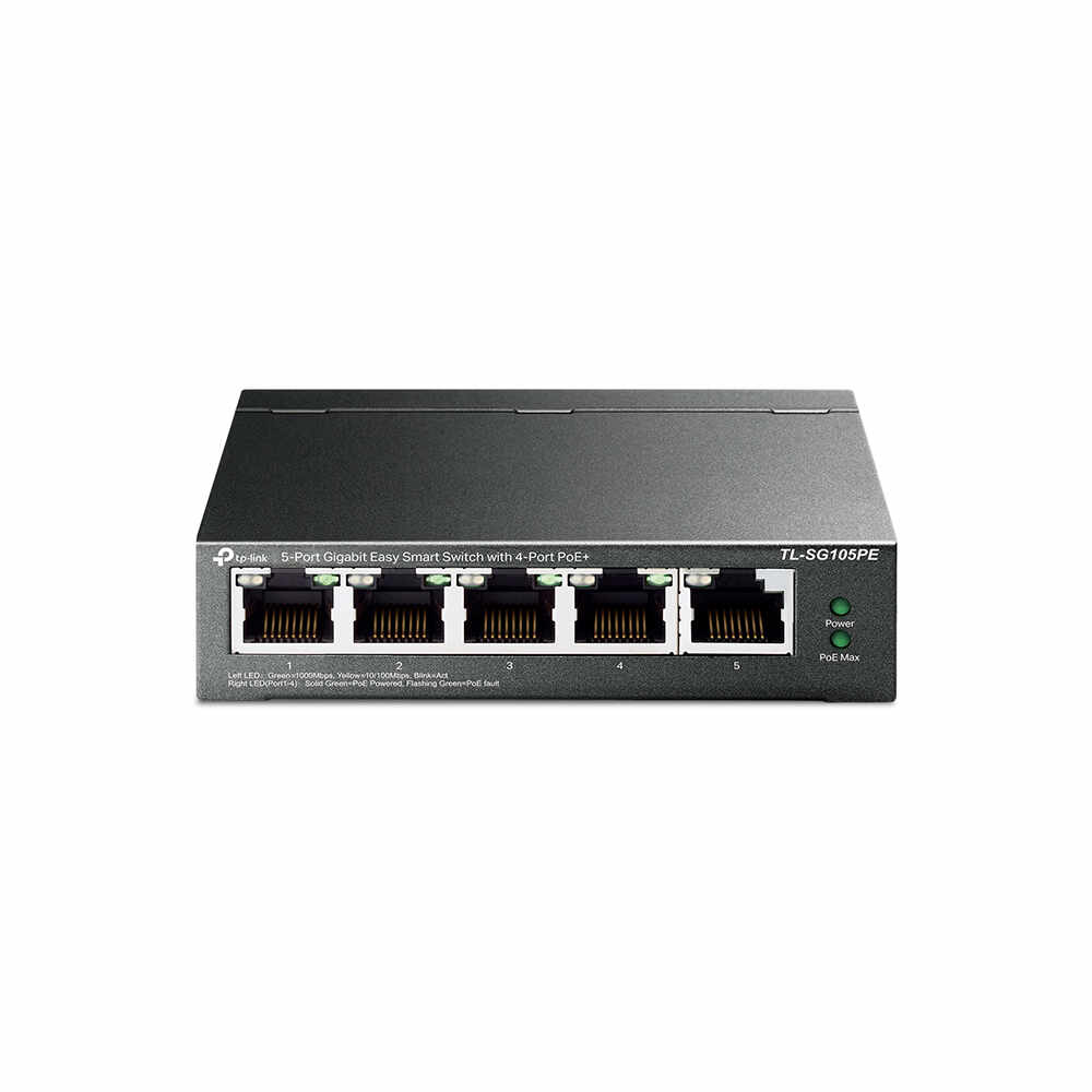 Switch 5 porturi Gigabit TP-Link TL-SG105PE, 10 Gbps, PoE, fara management