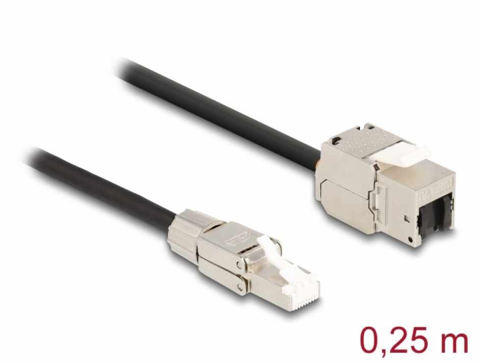 Cablu prelungitor RJ45 SFTP Cat.6A 0.25m, Delock 87203