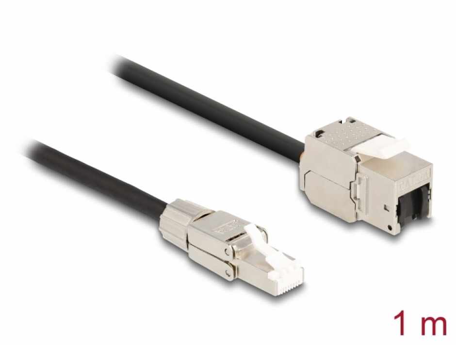 Cablu prelungitor RJ45 SFTP Cat.6A 1m, Delock 87206