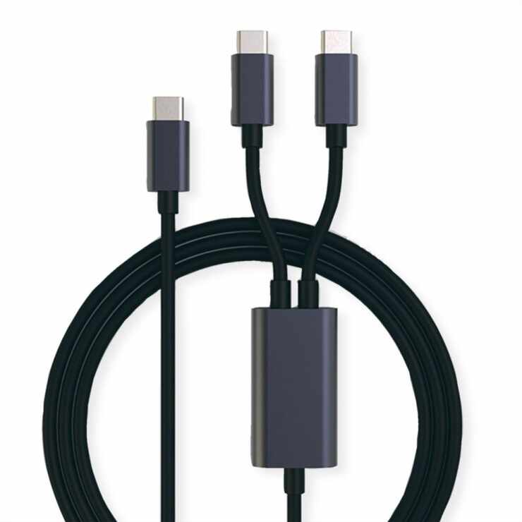 Cablu splitter de incarcare USB type C la 2 x USB type C 100W T-T 1.8m, Roline 11.02.8308
