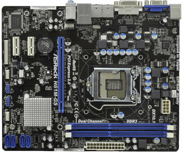 Placa de baza ASRock H61M-GS + Procesor Intel Core i3-3220 + Cooler si Shield