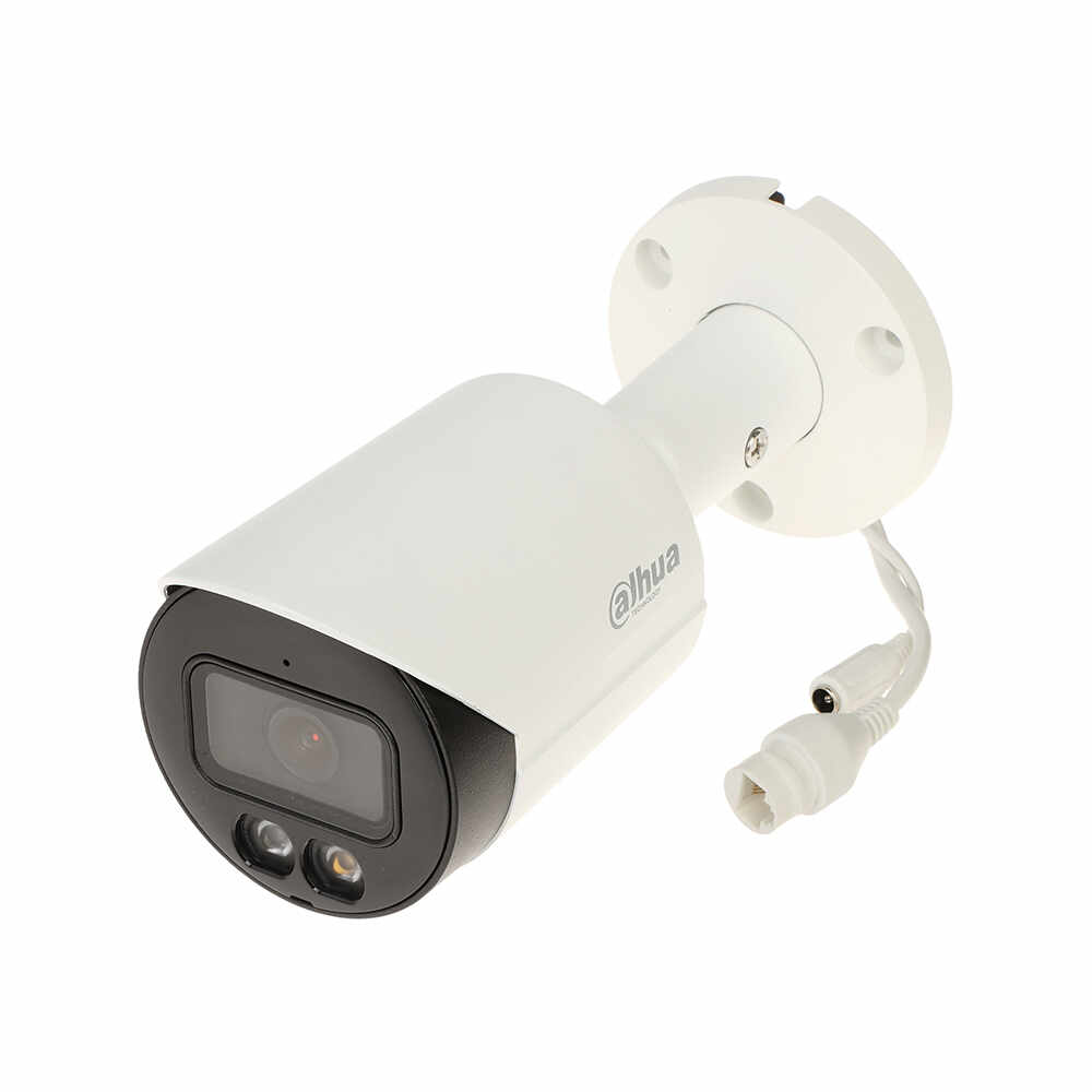 Camera supraveghere exterior IP cu iluminare duala Dahua IPC-HFW2449S-S-IL-0280B, 4MP, 2.8 mm, IR/lumina alba 30 m, microfon, slot card, PoE