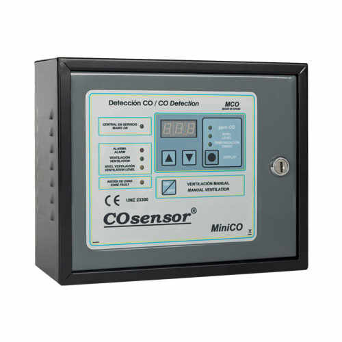 Centrala detectare CO si NO2 conventionala Cofem MiniCO MCO120DVB, 1 zona, 20 detectori, IP30