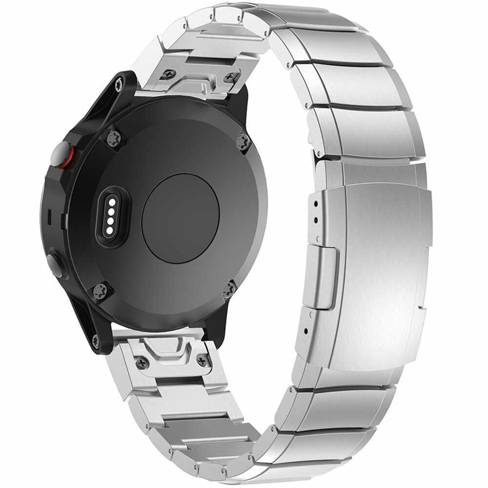 Curea ceas Smartwatch Garmin Fenix 3 / Fenix 5X, 26 mm Otel inoxidabil iUni Silver Link Bracelet