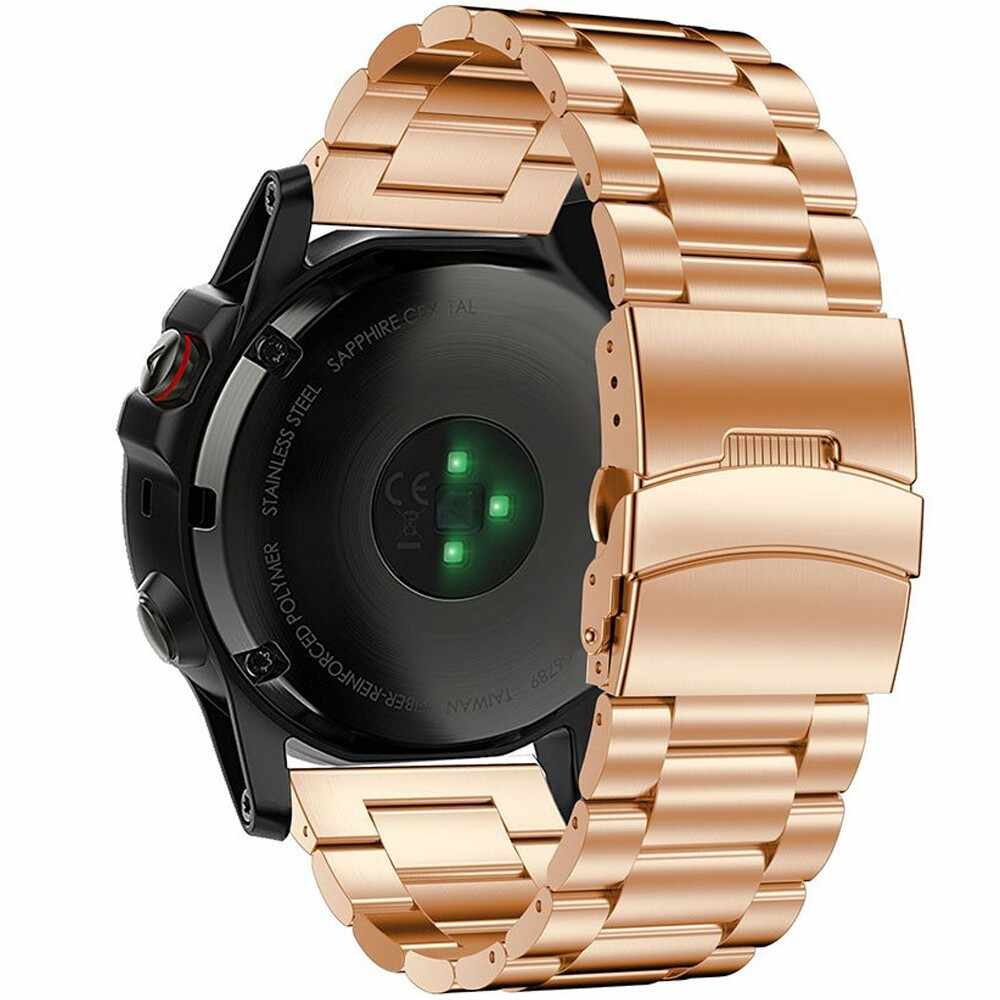 Curea ceas Smartwatch Garmin Fenix 3, 26 mm Otel inoxidabil iUni Rose Gold