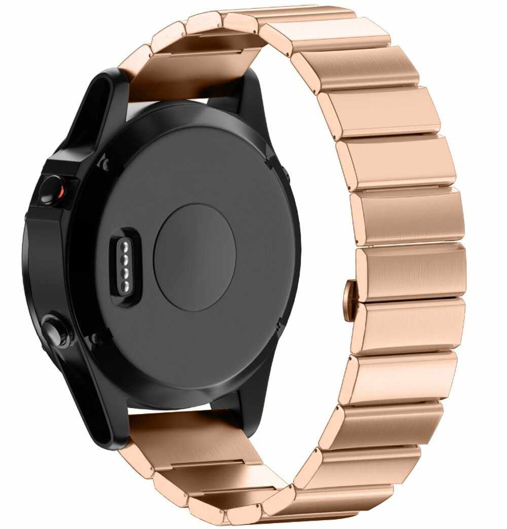 Curea ceas Smartwatch Garmin Fenix 3, 26 mm Otel inoxidabil iUni Rose Gold Link Bracelet