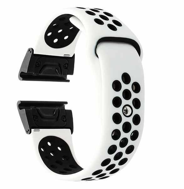 Curea ceas Smartwatch Garmin Fenix 5, 22 mm iUni Silicon Sport Alb-Negru