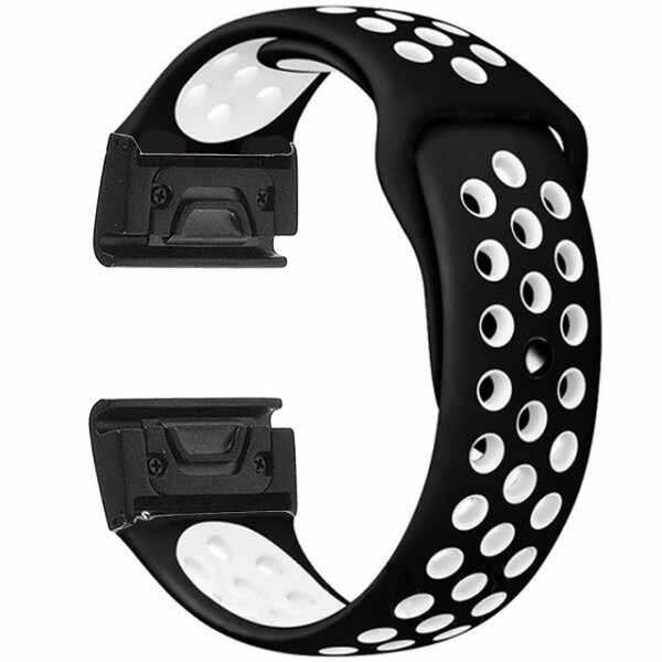 Curea ceas Smartwatch Garmin Fenix 5, 22 mm iUni Silicon Sport Negru-Alb