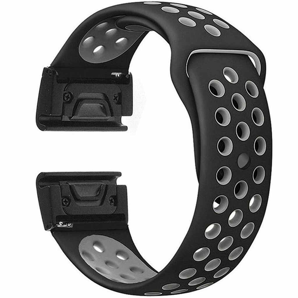 Curea ceas Smartwatch Garmin Fenix 5, 22 mm iUni Silicon Sport Negru-Gri