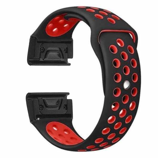 Curea ceas Smartwatch Garmin Fenix 5, 22 mm iUni Silicon Sport Negru-Rosu