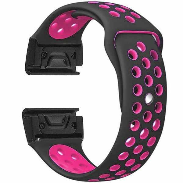 Curea ceas Smartwatch Garmin Fenix 5, 22 mm iUni Silicon Sport Negru-Roz