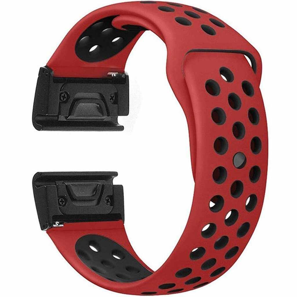 Curea ceas Smartwatch Garmin Fenix 5, 22 mm iUni Silicon Sport Rosu-Negru