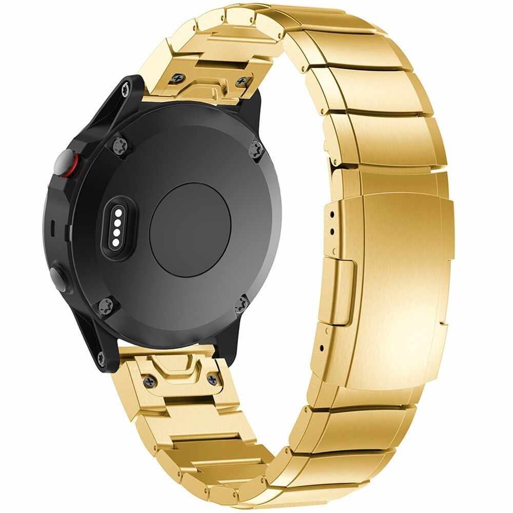 Curea ceas Smartwatch Garmin Fenix 5, 22 mm Otel inoxidabil iUni Gold Link Bracelet
