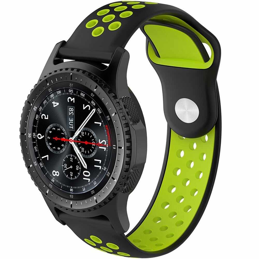 Curea ceas Smartwatch Samsung Gear S2, iUni 20 mm Silicon Sport Black-Green