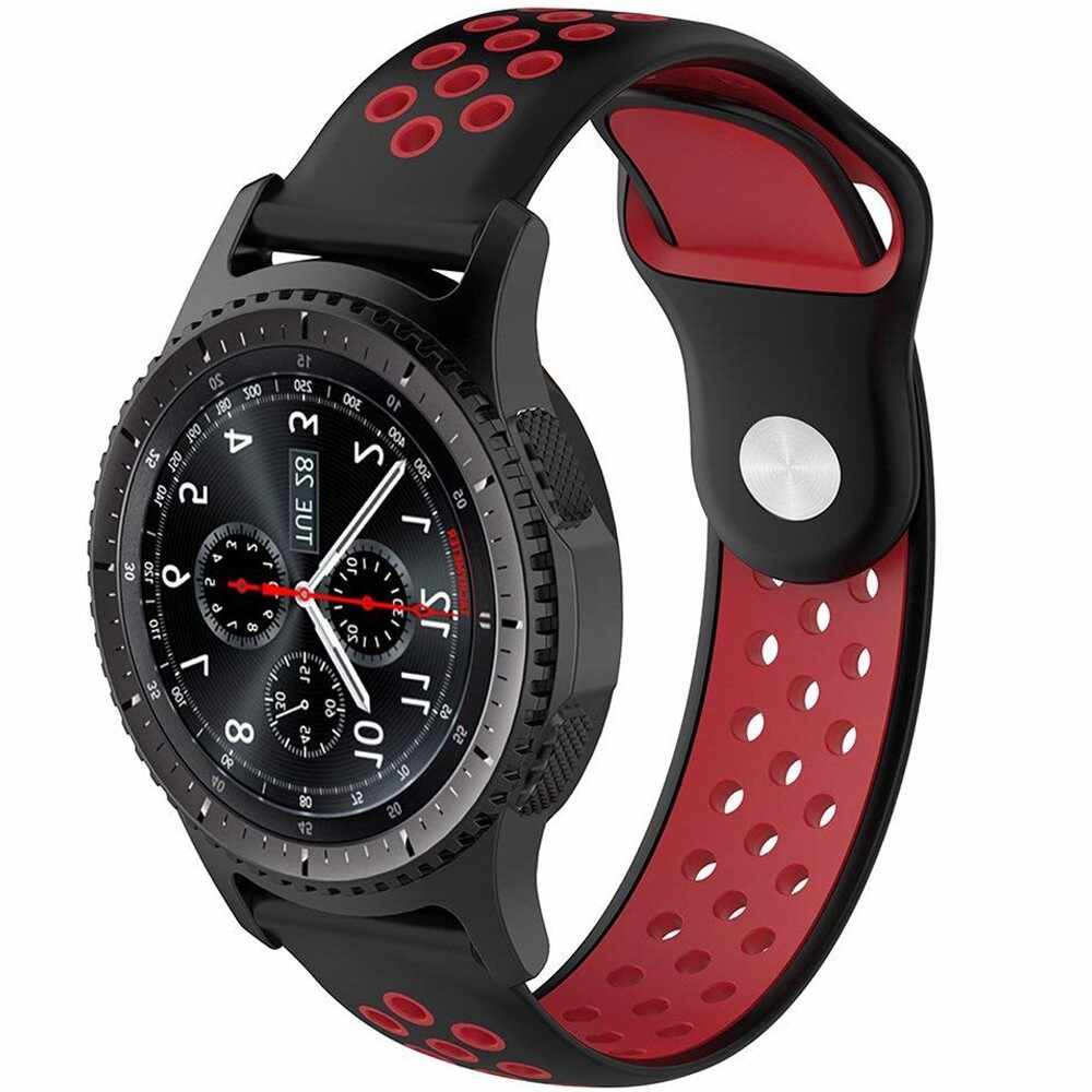 Curea ceas Smartwatch Samsung Gear S3, iUni 22 mm Silicon Sport Black-Red